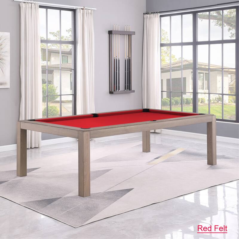 Olivia GreyWash Ash 7ft Billiard Slate Pool Table with dining top - Silver