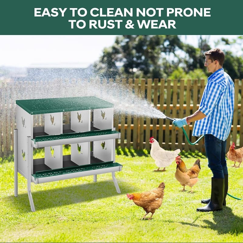 6 Compartment Nesting Box, Chicken Laying Box, with Bracket Legs, Easy to Clean and Install