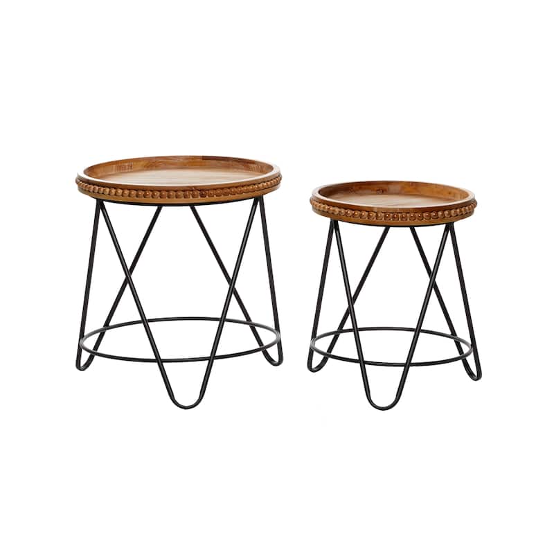 Brown Iron Modern Accent Table (Set of 2) - 17 x 17 x 19Round