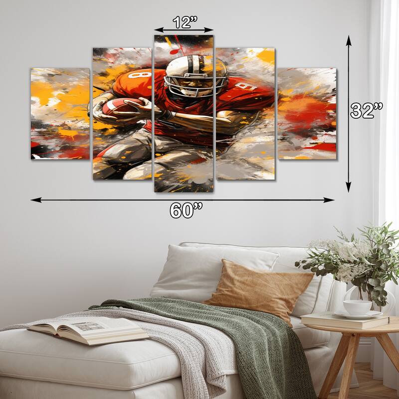 Designart "Abstract Duality II" Abstract Collages Multipanel Wall Art Living Room set