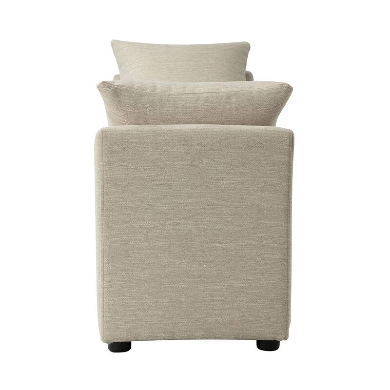 Franco Modern Upholstered Storage Bench with Two Throw Pillows and Thick Padded Cushion