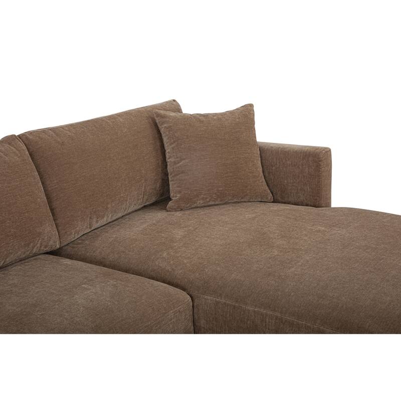 NADAAL STUDIOS Nyver Left-Facing Sectional, Deep Seat Layout with Oak Legs and Textured Polyester Upholstery, Camel