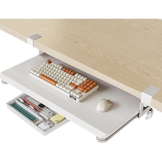 Fenge Keyboard Tray Under Desk, Pull Out Keyboard & Mouse Tray with C ...