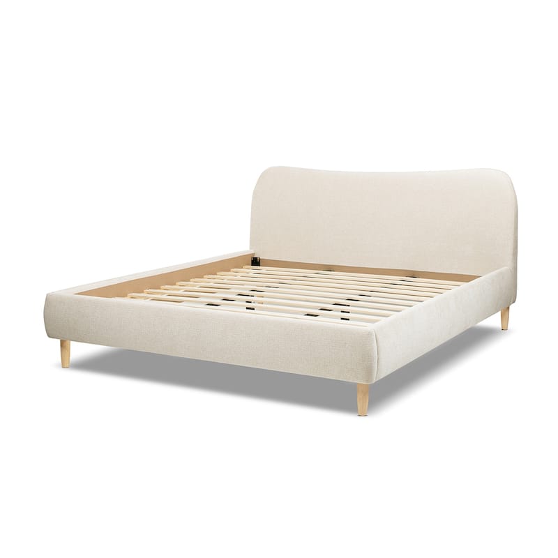 Roman Boucle Sherpa Curved Headboard Modern Platform Bed