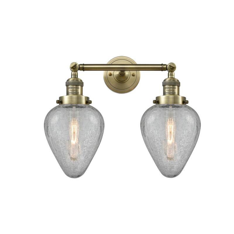 Innovations Lighting Geneseo 2 Light 17" Wide Bathroom Vanity Light - Antique Brass / Clear Crackle