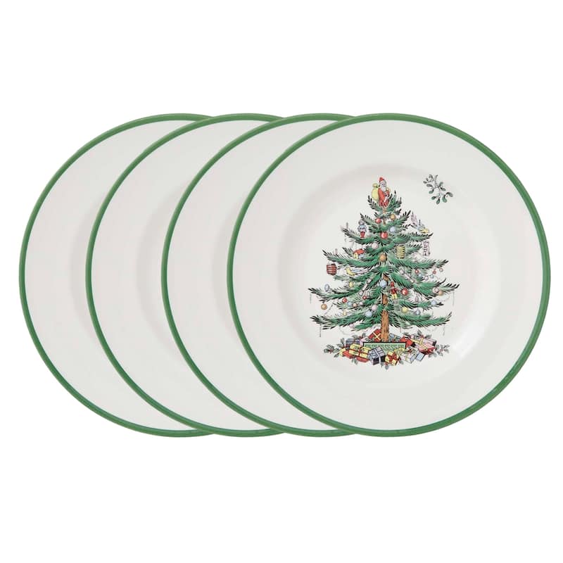 Spode Set of 4 Christmas Tree Plates - 10.5-Inch - Dinner Plates