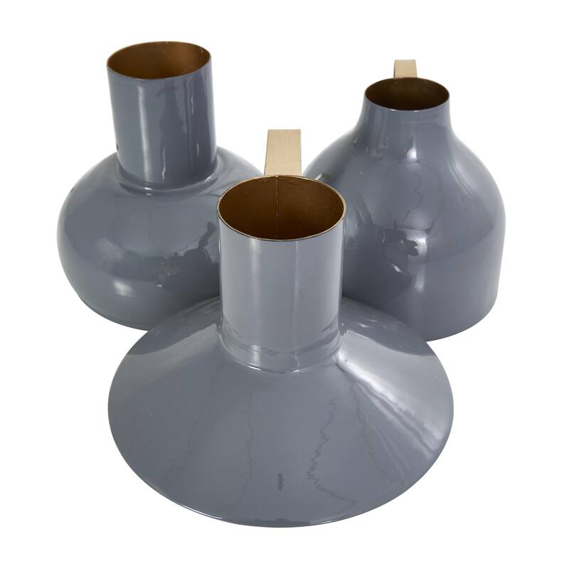 Metal Abstract Enameled Decorative Vase with Varying Shapes - Set of 3 Yellow or Blue - CosmoLiving by Cosmopolitan