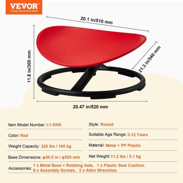 dimension image slide 0 of 7, Kids Swivel Chair, Autistic Kids Sensory Toy Chair with Non-Slip Metal Base,for Coordination Balance Focus