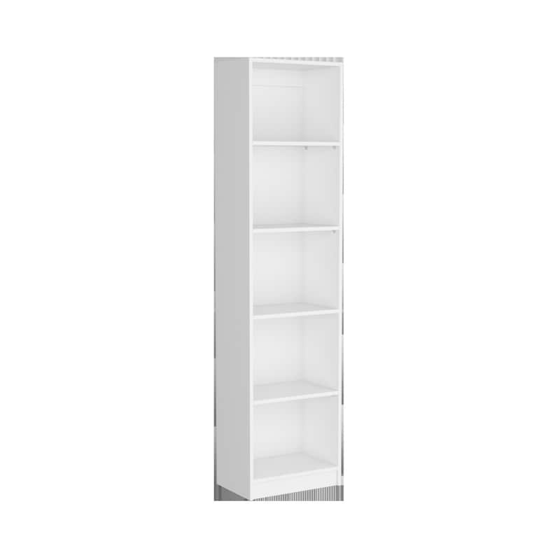 HomeRoots 71" White Wood Five Tier Bookcase