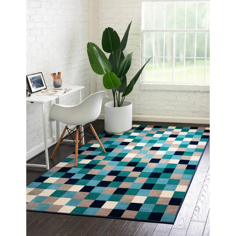 Contemporary Chorisia Collection Area Rug - 10'x14' - Teal
