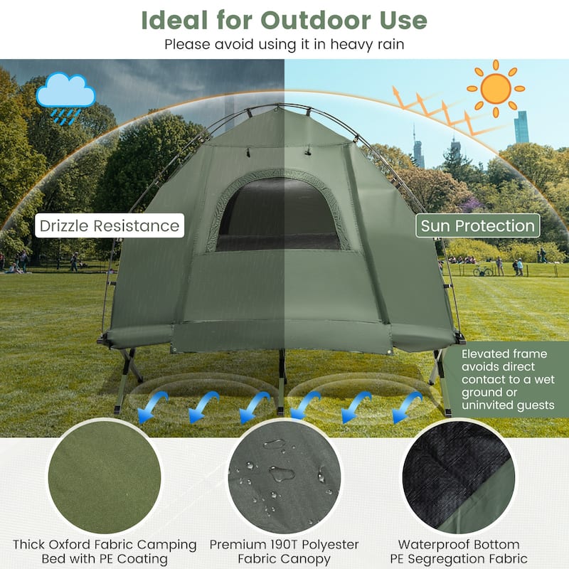 Goplus 1-Person Waterproof Camping Tent Cot with Air Mattress, Pillow, - See Details