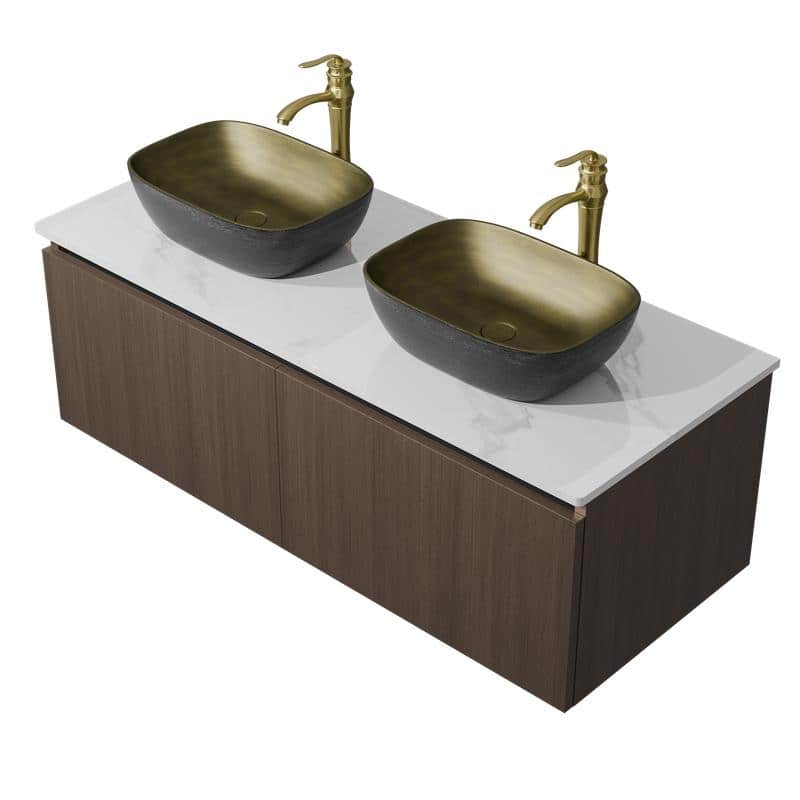 Vintage Aluminium Bathroom Vanity With Countertop Sink Copper Faucet Set