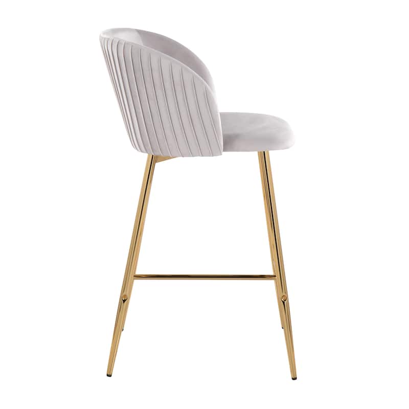 Silver Orchid Pleated Fixed-Height Counter Stool - Set of 2