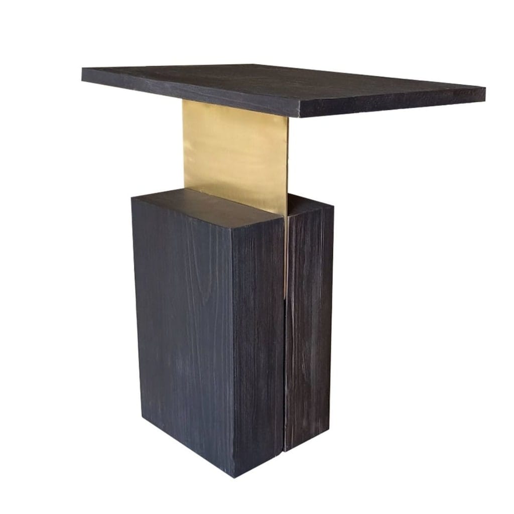 HomeRoots 24 inch Dark Gray Solid Wood and Gold Rectangular End Table - 18x13.75x23.5