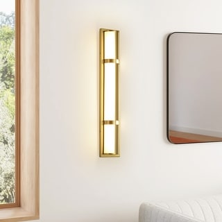 26" Modern Black/Gold LED Wall Sconce - 11W 3000K Warm Light, Linear Fixture for Bedroom & Hallway