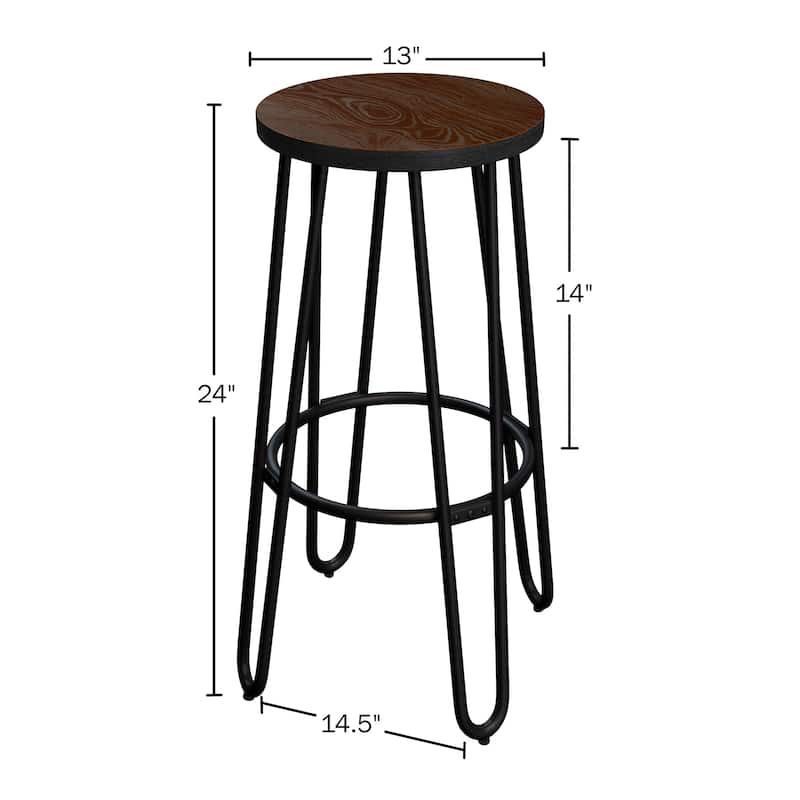Modern Farmhouse Elm Wood 24"Barstool (Set of 2) by Lavish Home