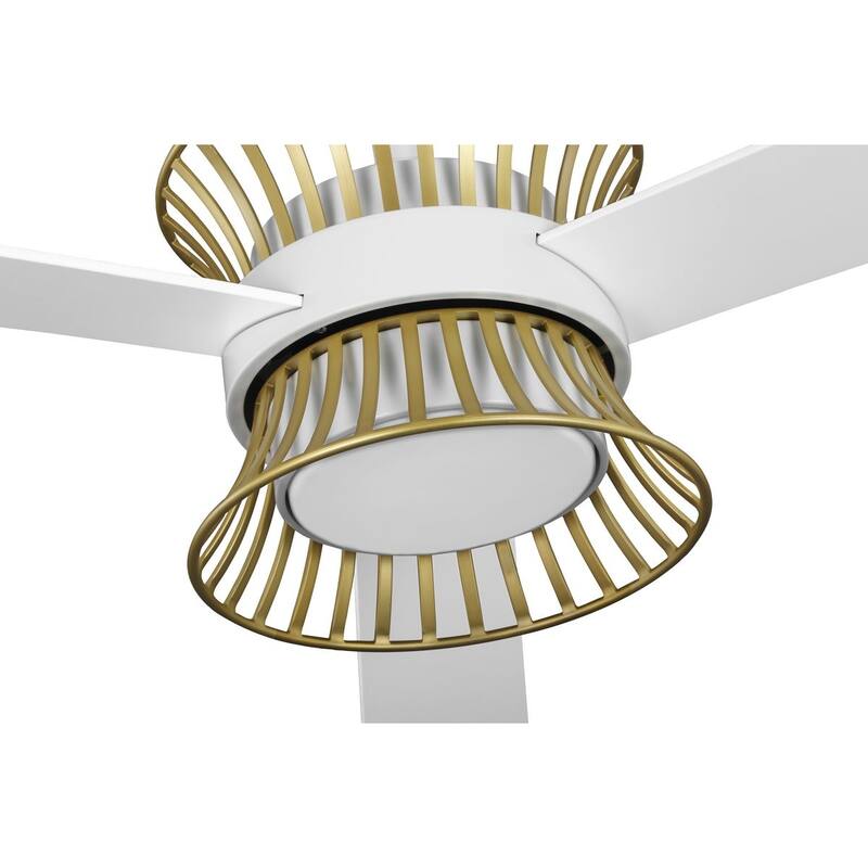 Bisbee Collection 55-in Three-Blade Matte White Global Ceiling Fan with Brushed Gold Accent - 55.3125 in x 55.3125 in x 14.75 in
