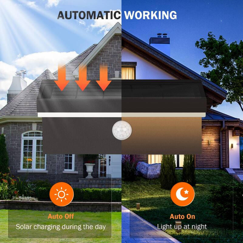 2-Pack Solar Outdoor Wall Light Dusk to Dawn LED Lantern IP54 17329 - 17329-2B