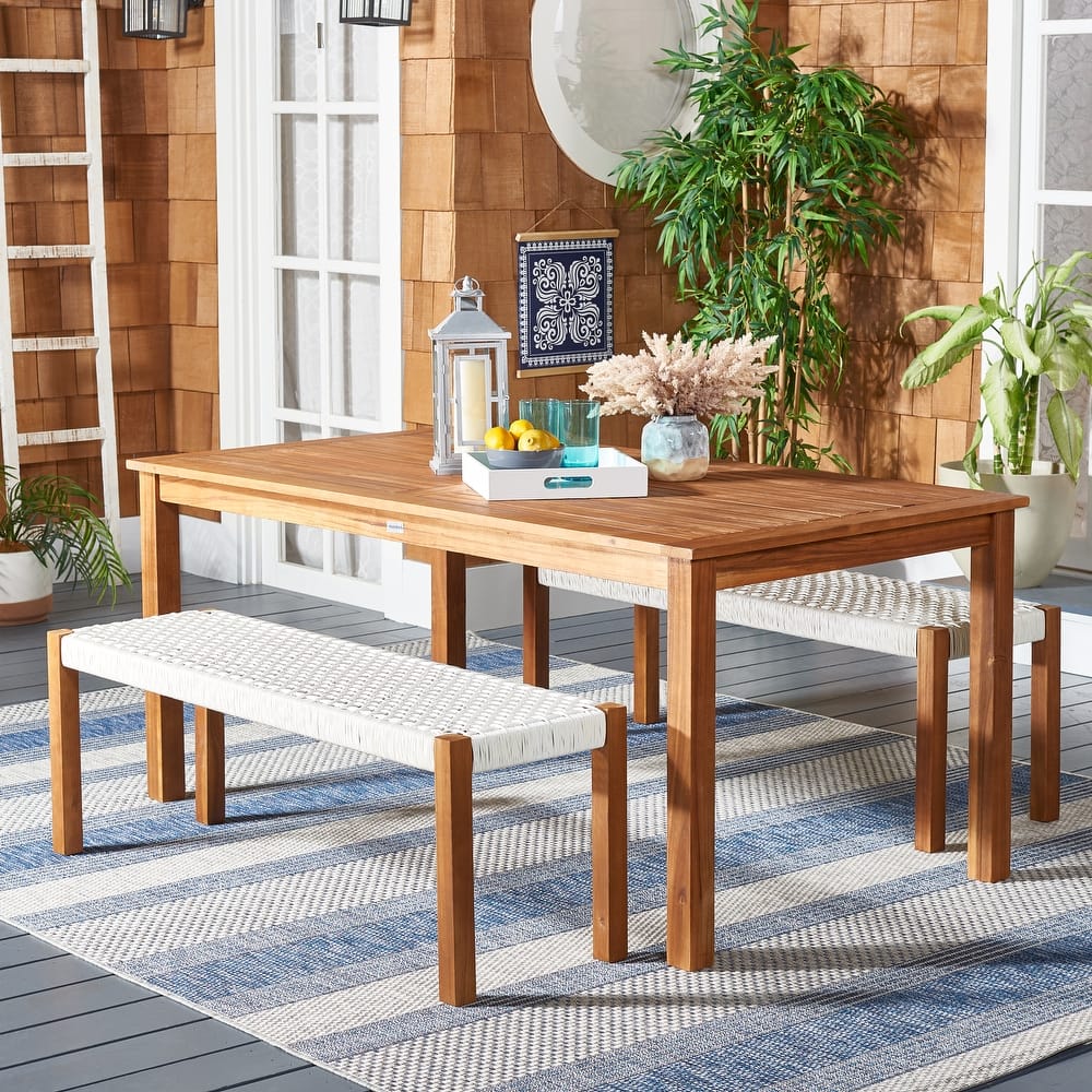 SAFAVIEH Akmaral Table & 2-Bench Dining Set - 35Wx50Dx29H