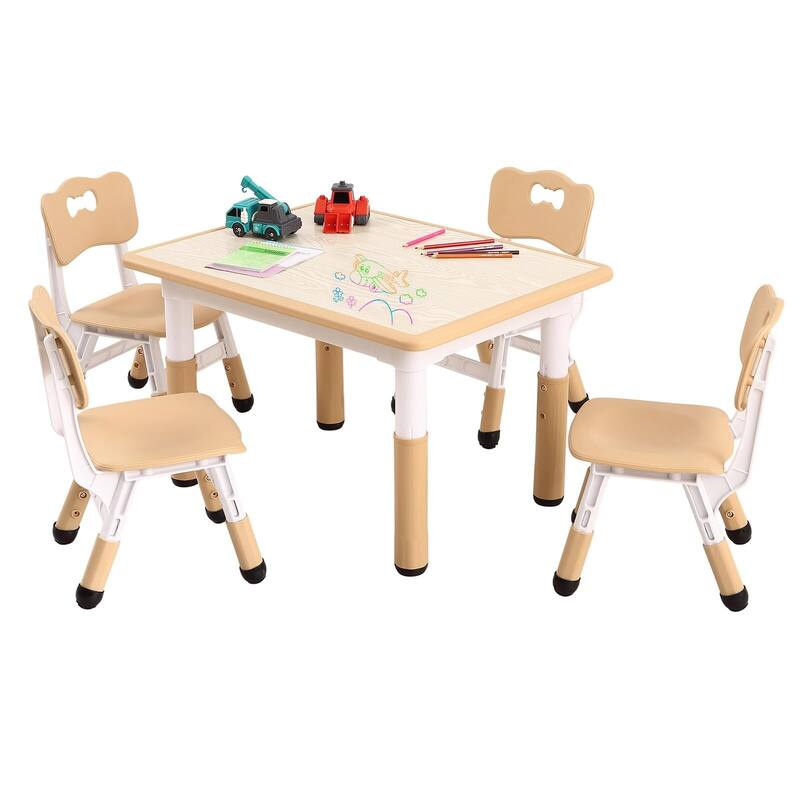Kids Table and 4 Chair Set - Height Adjustable