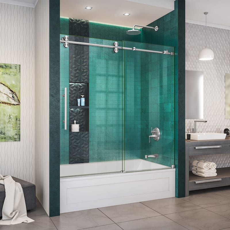 DreamLine Enigma-XO 55-59 in. W x 62 in. H Fully Frameless Sliding Tub Door - 55" - 59" W