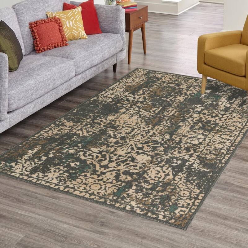 Contemporary Daisy Collection Area Rug - Gray - 2'x3'1"