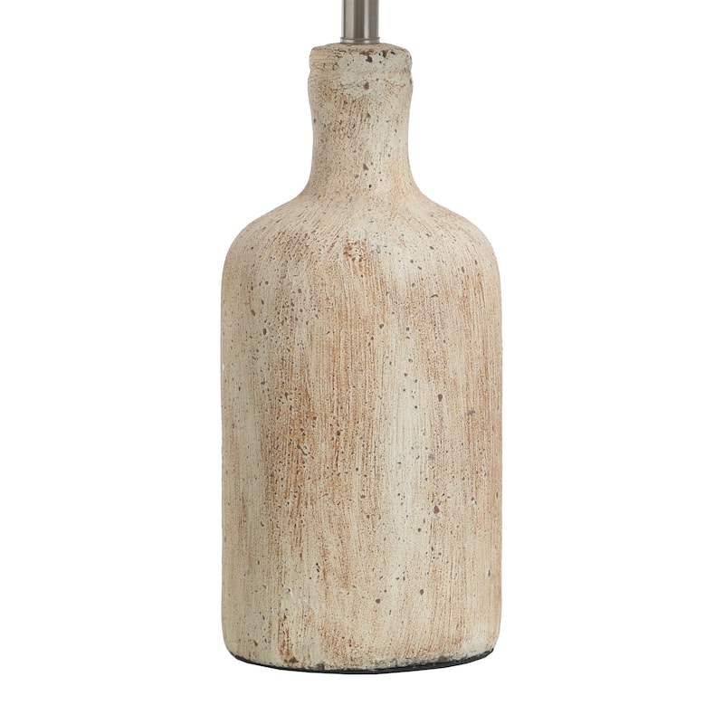 StyleCraft Olney Textured Concrete Table Lamp with Off-White Linen Drum Shade