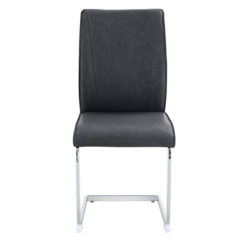 Set of 4 High Resilience Dining Chair with Arched Metal Silver Leg