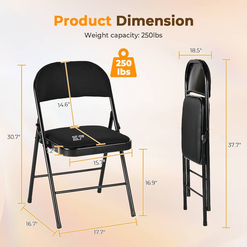 Homy Casa 4PK Folding Chair Set-Portable, Cushioned, and Space-Saving