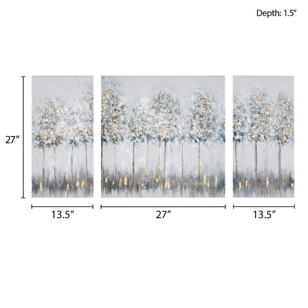 Madison Park Blue Midst Forest Gold Foil Triptych 3-piece Canvas Wall Art Set