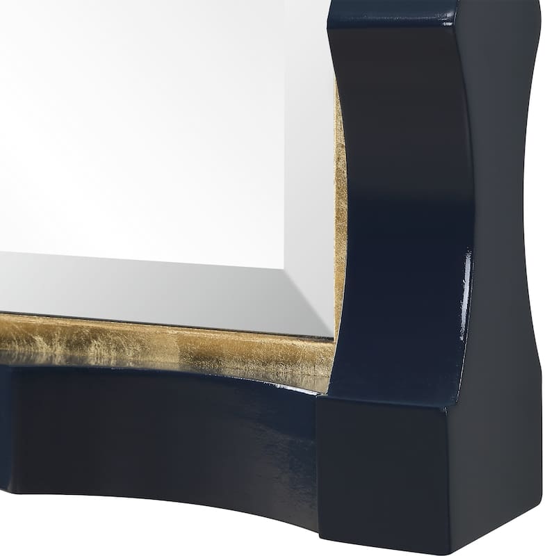 Scalloped Framed Beveled Wall Mirror - 39" - Navy Blue