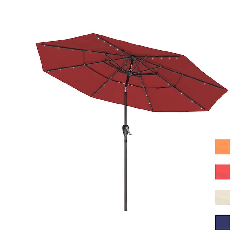 11-Ft Market Patio Umbrella with LED(Navy)
