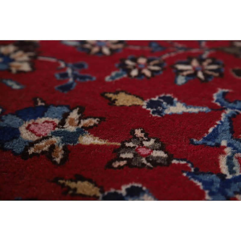 Hand Knotted Oriental 100% Wool Carpet Traditional Floral Red Mashad Area Rug - 12' 11'' X 10' 1''