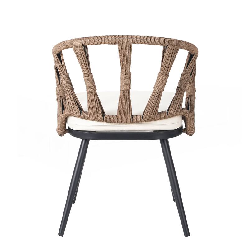 Contemporary Outdoor Set with PE Rattan Chairs and Plastic Wood Table