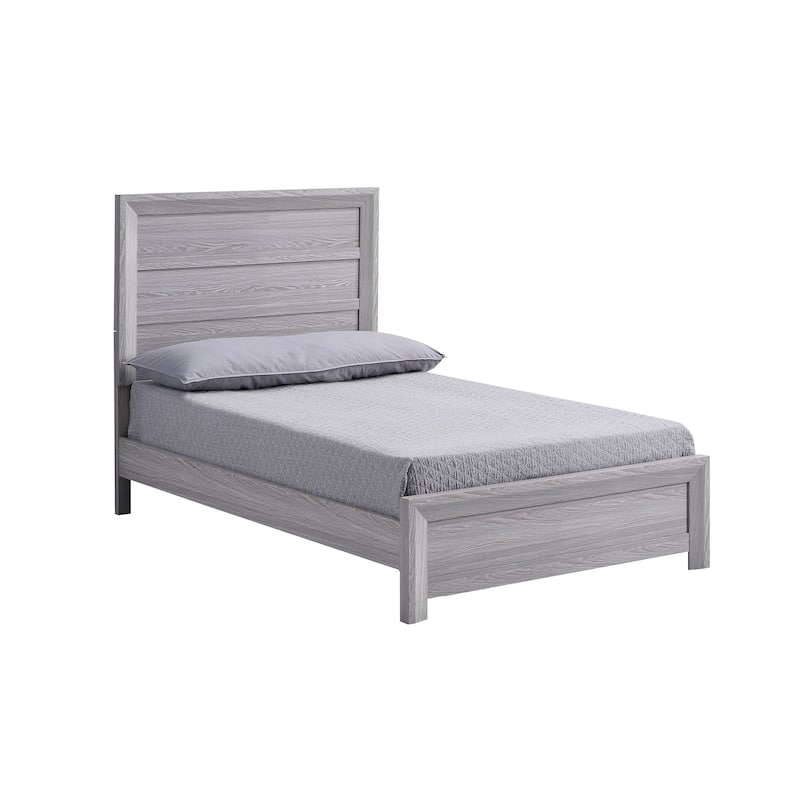 Laide Twin Bed, Panel Style Headboard, Rustic Farmhouse Driftwood Gray