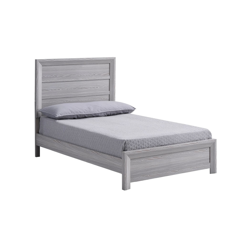 Laide Twin Bed, Panel Style Headboard, Rustic Farmhouse Driftwood Gray