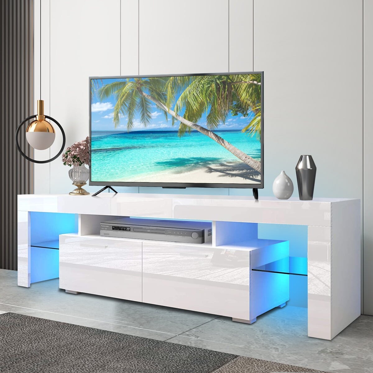 White gloss tv stand 75 shop inch