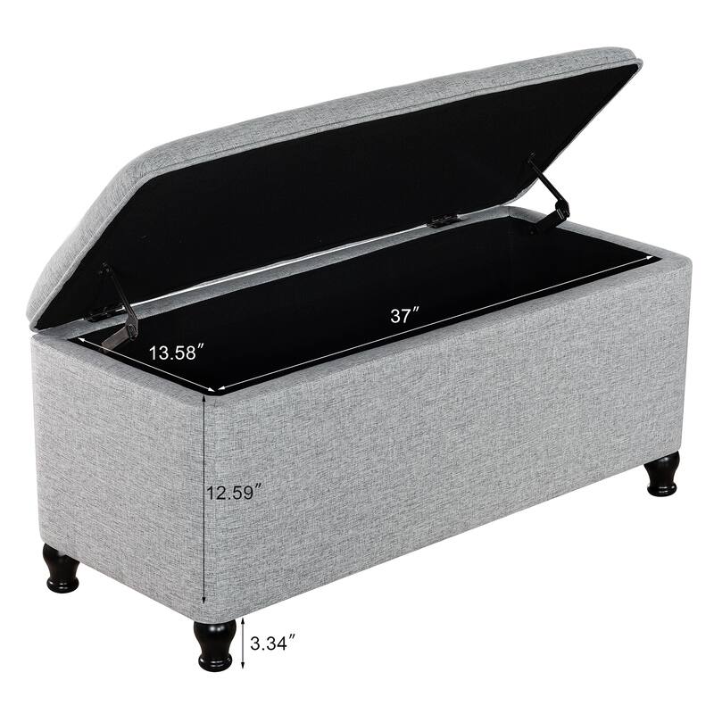 Adeco 41" Rectangle Linen Storage Ottoman Bench For Living room - 41.3"X17.3"X19.1"