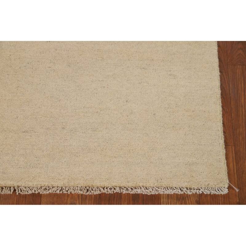 Gabbeh Modern Foyer Rug Accent Beige Hand-Knotted Wool Carpet - 2'7"x 4'0"