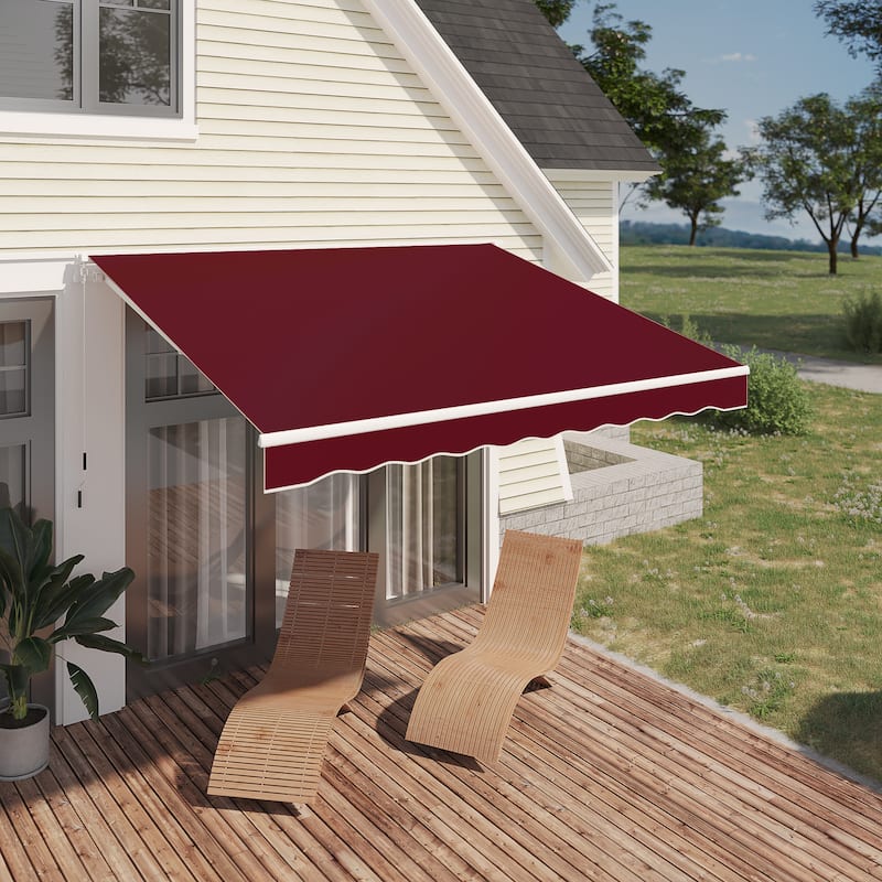 AECOJOY Manual Retractable Patio Awning Outdoor Sunshade Shelter (Cover Only)