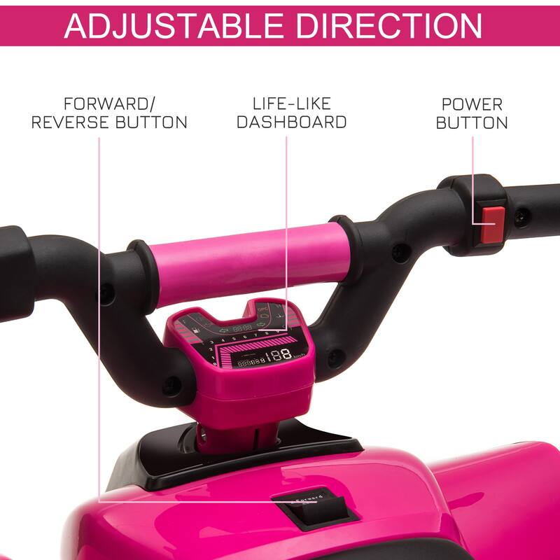 6V Battery-Powered Toddler ATV, Motorized Quad for Ages 18-36 Months, 4 Wheels, Rechargeable, Pink