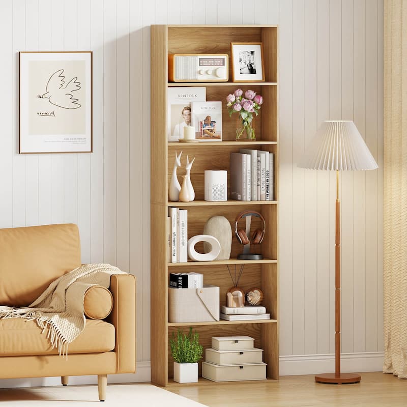 Costway 70" Tall 6-Tier Bookcase with 6 Open Shelves Anti-Toppling - See Details