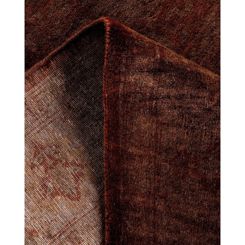 Overton Hand Knotted Wool Vintage Inspired Modern Contemporary Overdyed Brown Area Rug - 4' 2" x 6' 6"