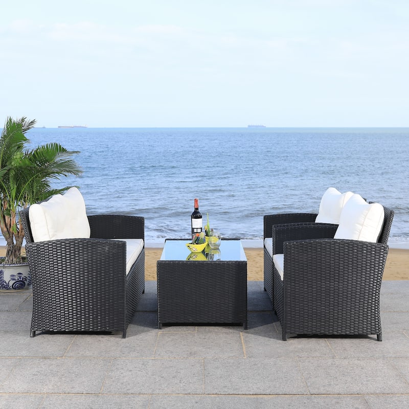 SAFAVIEH Outdoor Eranda 4-Piece Conversation Patio Set - 48W x 30D x 26H