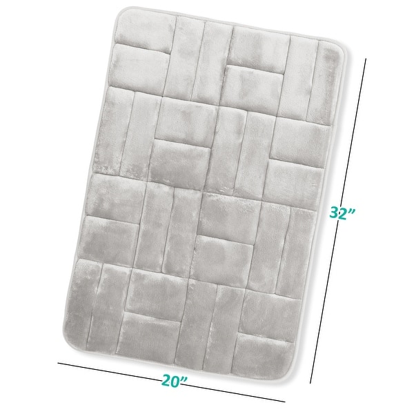 dimension image slide 6 of 28, Clara Clark Ultra Soft Non Slip and Absorbent Bath Rug - Tiled Velvet Memory Foam Bath Mat