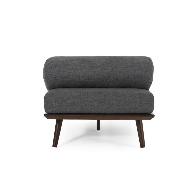 Charcoal Modern 64" Upholstered Button Tufted Chaise Lounges Chair with Rubber Wood Frame and Bolster Pillow
