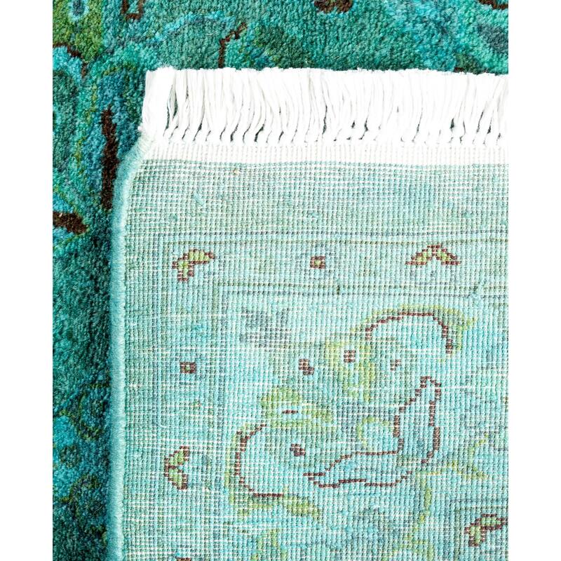 Overdyed One-of-a-Kind Hand-Knotted Area Rug - Green - 2' 7" x 12' 2"