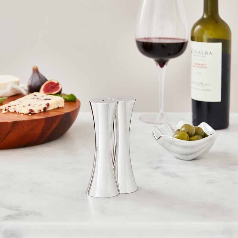 Nambe Kissing Salt and Pepper Shakers - 5" H