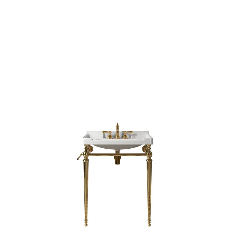 Wall-Mounted Bathroom Vanity with Ceramic Basin and Metal Legs