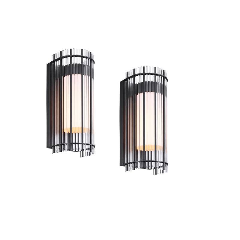 Exterior Wall Sconce, Geometric Style with Glass Fence, E26 Base - 2pack - 2pack